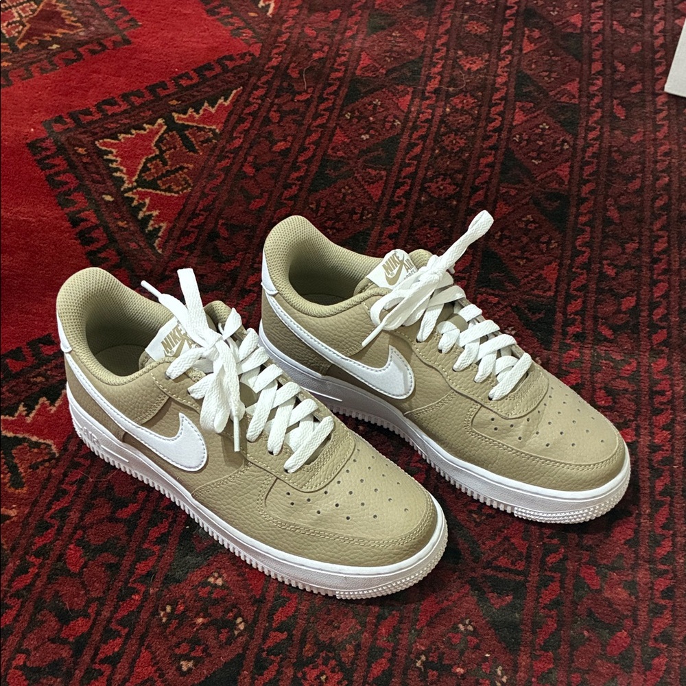 Nike Air Force 1 Tan and White Low-Top Sneakers ( men’s )